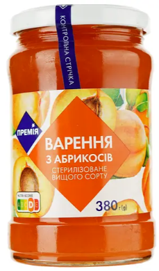 Варення Премія з абрикосів, 380 г